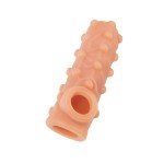 Насадка на фаллос открытого типа с бугорками и отверстием для мошонки Nude Sleeve - размер M - телесная - 12 см