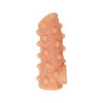Насадка на фаллос открытого типа с бугорками и отверстием для мошонки Nude Sleeve - размер M - телесная - 12 см