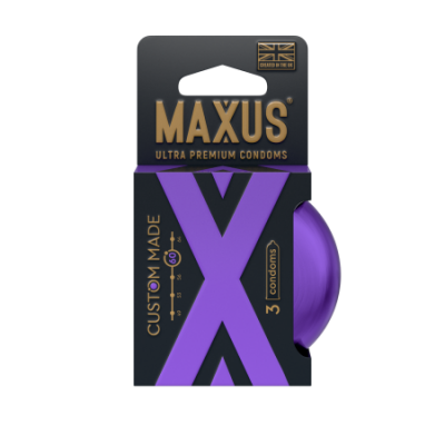 Латексные анатомические презервативы в железном кейсе MAXUS Custom Made 60 увеличенного размера - 3 шт