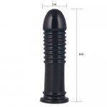 Толстый и тяжелый анальный стимулятор с ребристой поверхностью LOVETOY King Sized - чёрный - 20,3 см