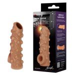 Насадка на фаллос открытого типа с бугорками и отверстием для мошонки Nude Sleeve - размер M - телесная - 12 см
