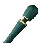 Мощный вибромассажёр Wand с 2 дополнительными насадками Zalo Kyro - зелёный - 29,1 см