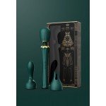 Мощный вибромассажёр Wand с 2 дополнительными насадками Zalo Kyro - зелёный - 29,1 см