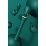 Мощный вибромассажёр Wand с 2 дополнительными насадками Zalo Kyro - зелёный - 29,1 см