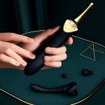 Клиторальный вибростимулятор с 3 сменными насадками Zalo Bess - чёрный - 21,9 см