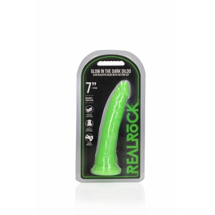 Фаллоимитатор светящийся в темноте REALROCK - Glow in the Dark - зелёный - 20 см Фаллоимитатор светящийся в темноте REALROCK - Glow in the Dark - зелёный - 20 см