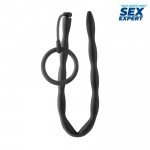 Гибкий силиконовый стимулятор уретры Sex Expert со сквозным отверстием - чёрный - 30 см Гибкий силиконовый стимулятор уретры Sex Expert со сквозным отверстием - чёрный - 30 см