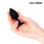 Малая силиконовая анальная пробка Sexy Friend чёрная с сиреневым кристаллом - 7,3 см Малая силиконовая анальная пробка Sexy Friend чёрная с сиреневым кристаллом - 7,3 см