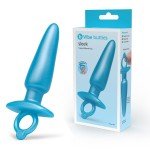 Анальная премиум пробка конической формы b-Vibe Sleek Tapered с кольцом для извлечения - голубая - 14,8 см Анальная премиум пробка конической формы b-Vibe Sleek Tapered с кольцом для извлечения - голубая - 14,8 см
