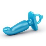 Анальная премиум пробка для массажа простаты b-Vibe Hither Prostate Plug с кольцом для извлечения - голубая - 14,3 см