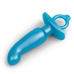 Анальная премиум пробка для массажа простаты b-Vibe Hither Prostate Plug с кольцом для извлечения - голубая - 14,3 см