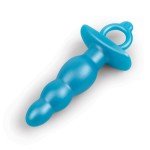 Анальная премиум пробка-елочка b-Vibe Bounce Plug с кольцом для извлечения - голубая - 14,3 см