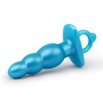 Анальная премиум пробка-елочка b-Vibe Bounce Plug с кольцом для извлечения - голубая - 14,3 см