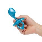 Анальная премиум пробка для стимуляции простаты b-Vibe Bulb Prostate Plug с кольцом для извлечения - голубая - 10,7 см