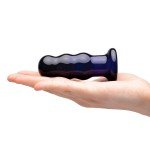Рельефная анальная стеклянная пробка Glas с перезаряжаемой съемной вибропулей и пультом ДУ - синяя - 12 см Рельефная анальная стеклянная пробка Glas с перезаряжаемой съемной вибропулей и пультом ДУ - синяя - 12 см