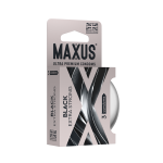 Латексные утолщенные презервативы 0,09 мм в железном кейсе MAXUS Extra Strong - чёрные - 3 шт