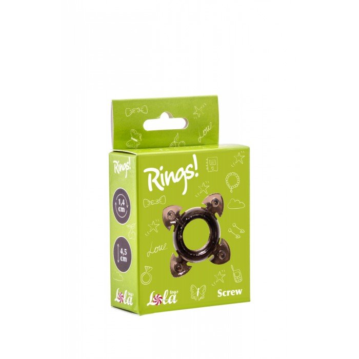 Эластичное эрекционное кольцо Rings Screw Black - черное Эластичное эрекционное кольцо Rings Screw Black - черное