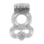 Эрекционное вибро-кольцо с подхватом мошонки Rings Treadle - белое