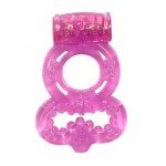 Эрекционное вибро-кольцо с подхватом мошонки Rings Treadle - розовое