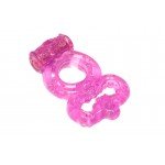 Эрекционное вибро-кольцо с подхватом мошонки Rings Treadle - розовое