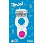 Эрекционное кольцо с клиторальным стимулятором Rings Ringer white - прозрачное