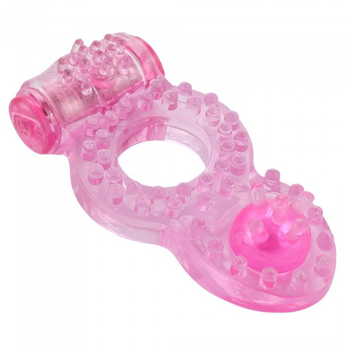 Эрекционное кольцо с клиторальным стимулятором Rings Ringer pink - розовое
