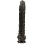 Огромный фаллоимитатор Dick Rambone Cock - Black - с мошонкой и мощной присоской - чёрный - 43 см