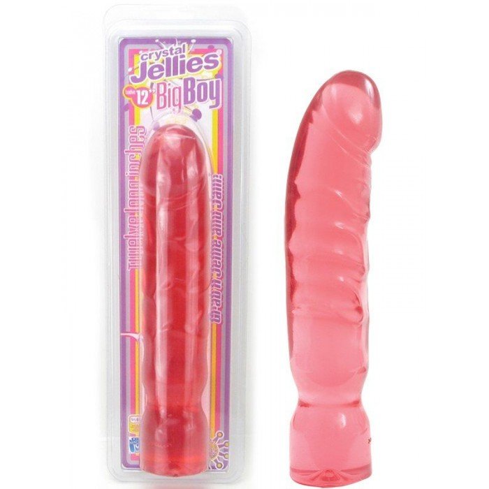 Большой фаллоимитатор Big Boy Dong Crystal Pink Jellie - розовый - 29,5 см
