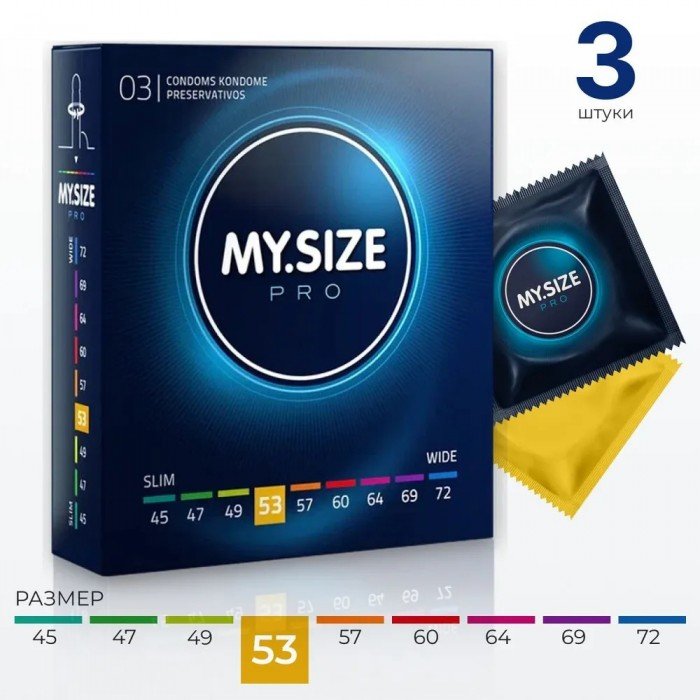 Латексные премиум презервативы My.Size Pro 53 - 3 шт Латексные премиум презервативы My.Size Pro 53 - 3 шт