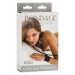 Ошейник с наручниками Bondage Collection Collar and Wristbands - увеличенный размер - чёрный