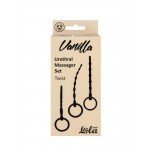 Набор силиконовых стимуляторов уретры Vanila Twist с разным рельефом - рабочая длина 9-12 см - чёрный
