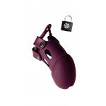 Силиконовый пояс верности Vanilla Chastity Belt Guard с замком и регулируемым ремешком - бордовый