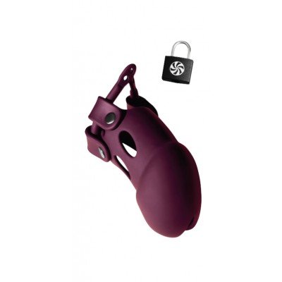 Силиконовый пояс верности Vanilla Chastity Belt Guard с замком и регулируемым ремешком - бордовый