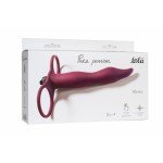 Вибро-насадка для двойного проникновения Pure Passion Flirtini с кольцом на мошонку - бордовая - 16 см Вибро-насадка для двойного проникновения Pure Passion Flirtini с кольцом на мошонку - бордовая - 16 см