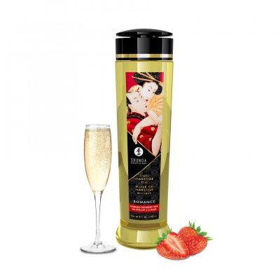 Массажное масло Shunga Massage Oil Romance - Клубника с шампанским - 240 мл