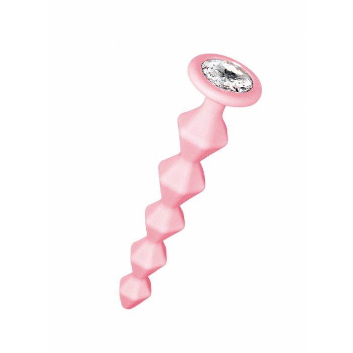 Анальная цепочка Lola Buddy розовая с прозрачным кристаллом - 17,7 см