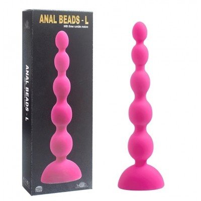 Перезаряжаемые силиконовые анальные вибробусы с тремя моторами Anal Beads размера L - розовые - 21 см