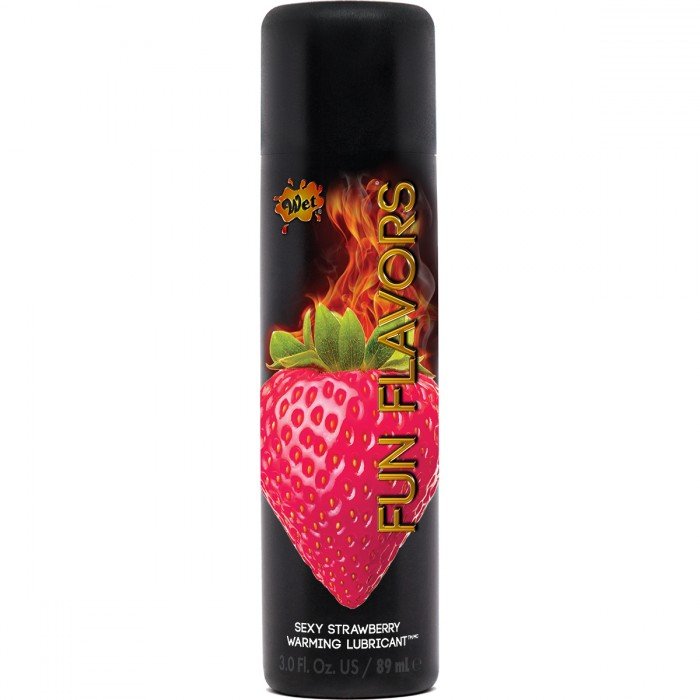 Разогревающая смазка и лосьон для массажа Wet Fun Flavors Strawberry - клубника - 89 мл