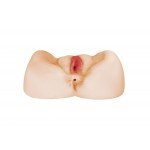 Мастурбатор большой двойной из киберкожи: вагина и анус Satisfaction Precious - телесный - 18 см