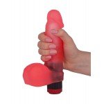 Гелевый вибратор-реалистик с мошонкой Lovetoy - красный - 20 см