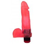 Гелевый вибратор-реалистик с мошонкой Lovetoy - красный - 20,5 см Гелевый вибратор-реалистик с мошонкой Lovetoy - красный - 20,5 см