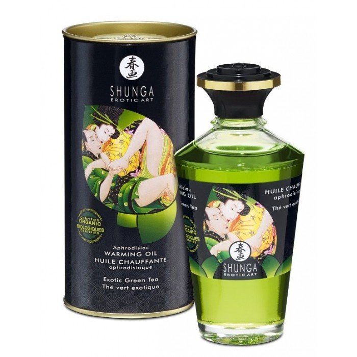 Съедобное разогревающее массажное масло Shunga Exotic Green Tea - Зелёный чай - 100 мл Съедобное разогревающее массажное масло Shunga Exotic Green Tea - Зелёный чай - 100 мл