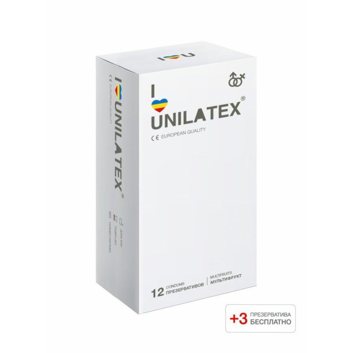 Ароматизированные разноцветные латексные презервативы Unilatex Multifruits - 12 шт + 3 шт в подарок Ароматизированные разноцветные латексные презервативы Unilatex Multifruits - 12 шт + 3 шт в подарок