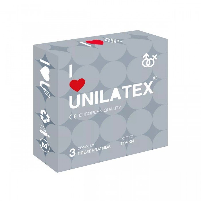 Латексные презервативы c точечной поверхностью Unilatex Dotted - 3 шт Латексные презервативы c точечной поверхностью Unilatex Dotted - 3 шт