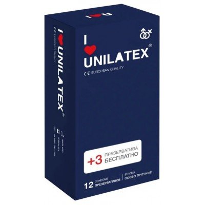 Особо прочные латексные презервативы 0,08 мм Unilatex Extra Strong - 12 шт + 3 шт в подарок