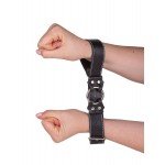 Ременные наручники из натуральной кожи в виде восьмёрки Sitabella - чёрные