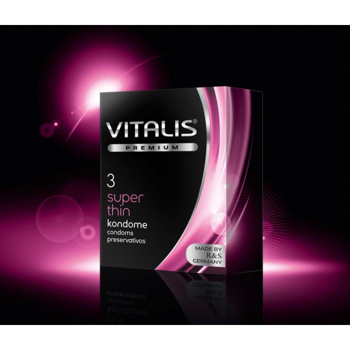 Ультратонкие латексные презервативы 0,06 мм VITALIS premium Super Thin - 3 шт Ультратонкие латексные презервативы 0,06 мм VITALIS premium Super Thin - 3 шт