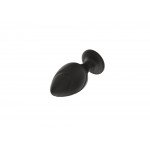 Маленькая анальная силиконовая пробка с косыми ложбинками - для начинающих - чёрная - 6 см
