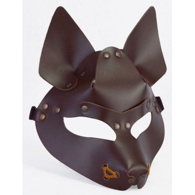 Маска BDSM на лицо Wolf из натуральной кожи - коричневая