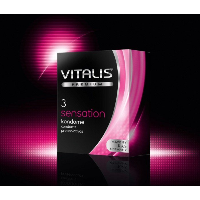 Латексные презервативы с кольцами и точками VITALIS premium Sensation - 3 шт Латексные презервативы с кольцами и точками VITALIS premium Sensation - 3 шт